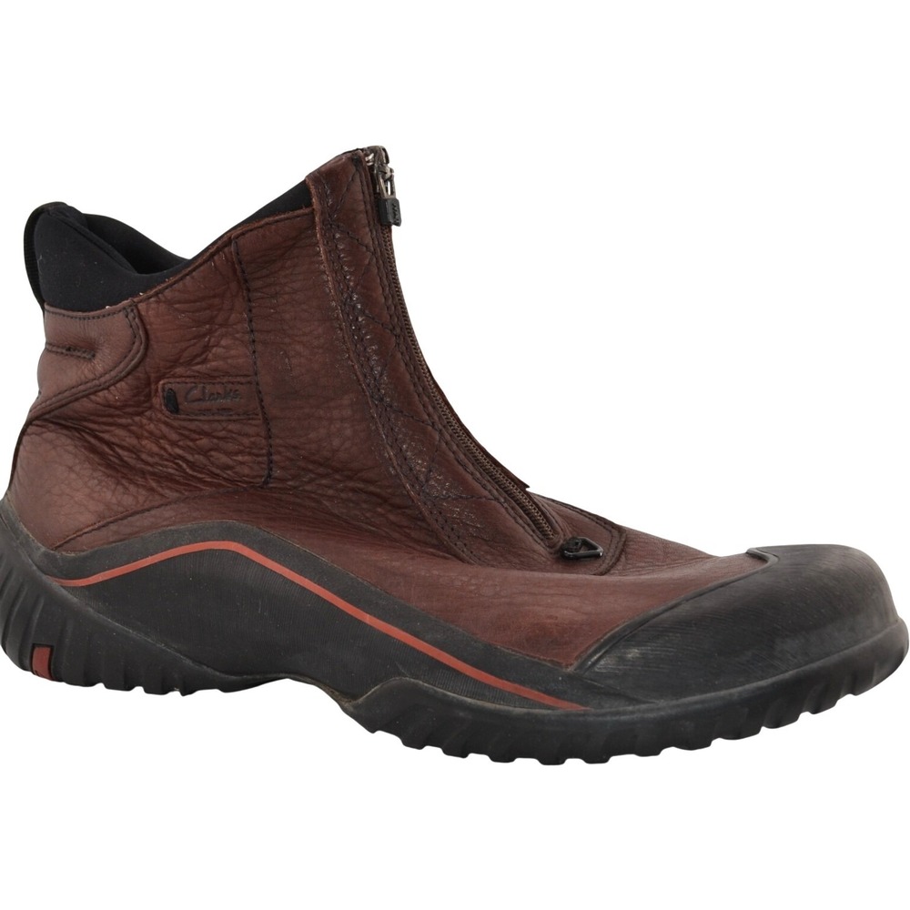Clarks Muckers Ankle Boots Womens 10 Brown Leather Waterproof Front Zip Outdoor - Picture 2 of 10